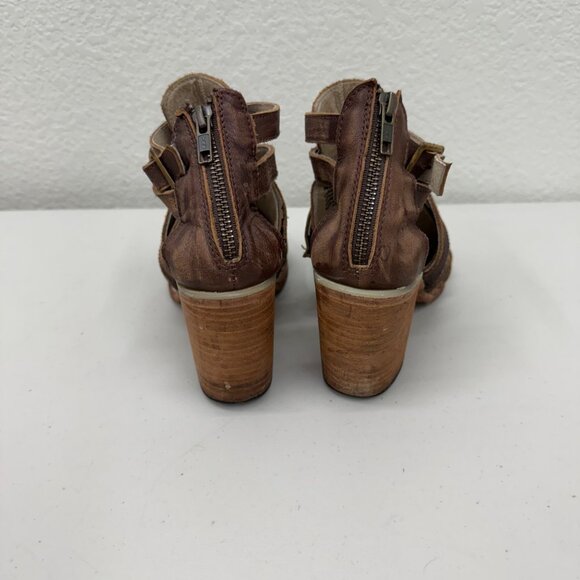 Freebird by Steven Claw Distressed Leather Heeled Open Toe Sandals Shoe Womens 9 - Picture 4 of 11